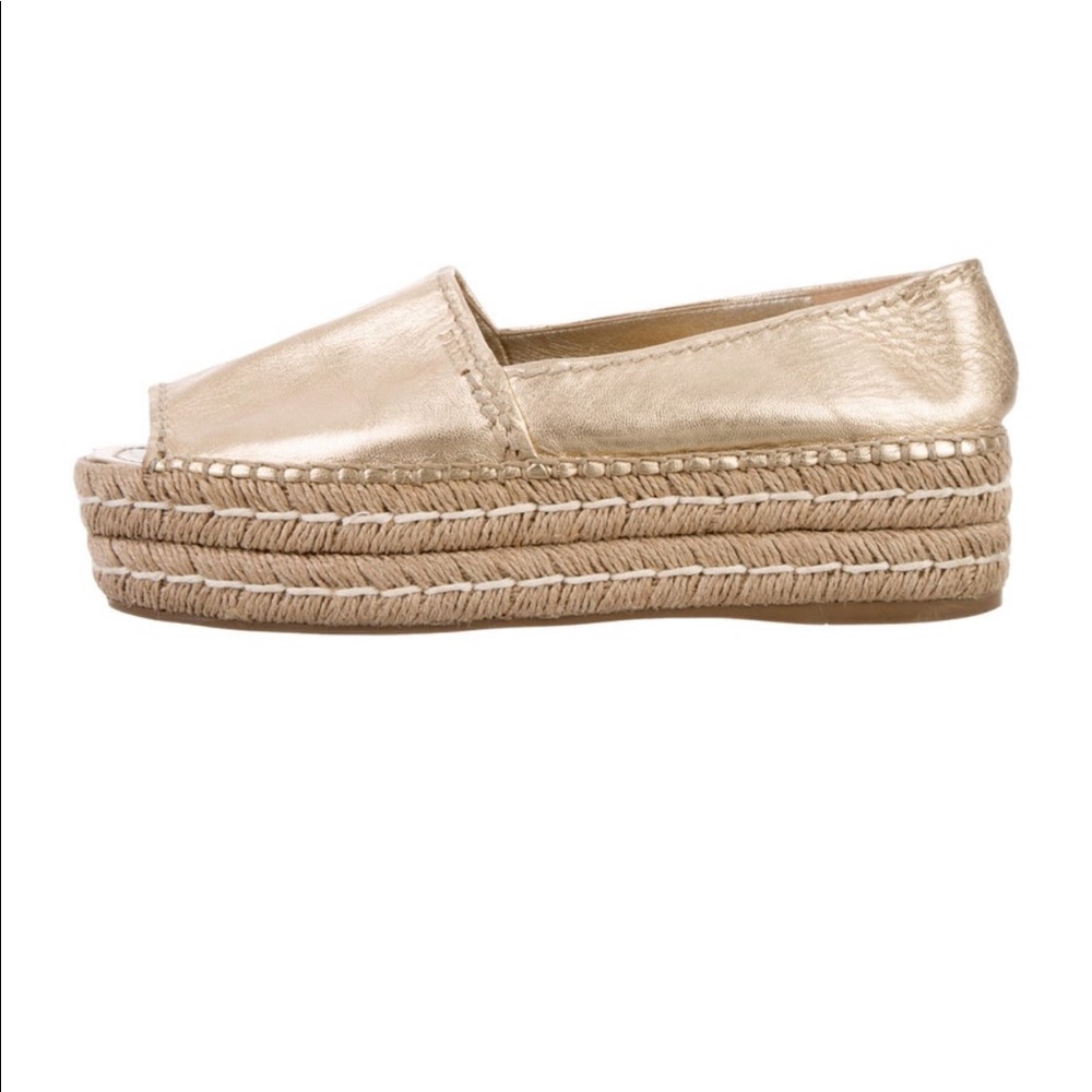 Prada gold peep toe